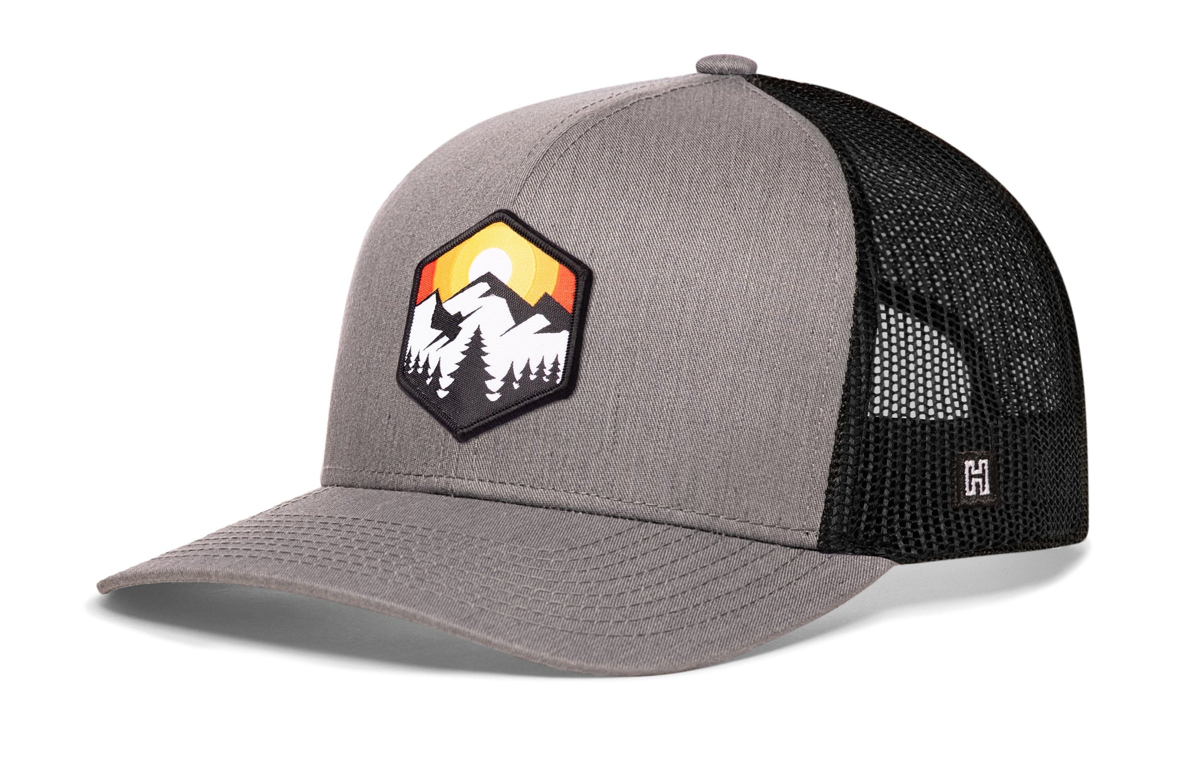 Hexagon Mountain Trees Trucker Hat  |  Outdoors Snapback