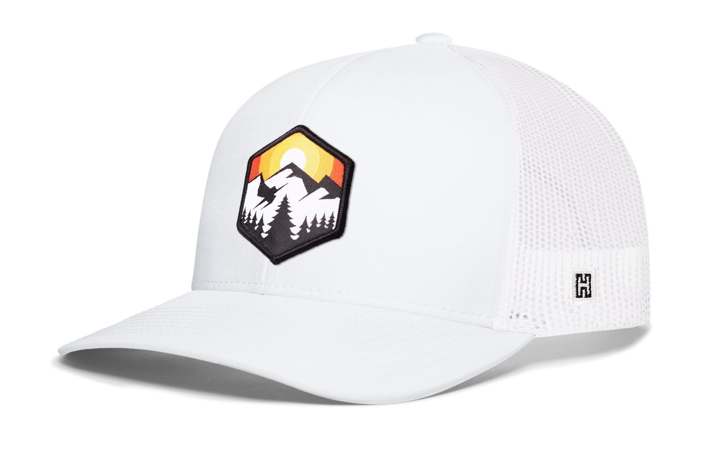 Hexagon Mountain Trees Trucker Hat  |  Outdoors Snapback
