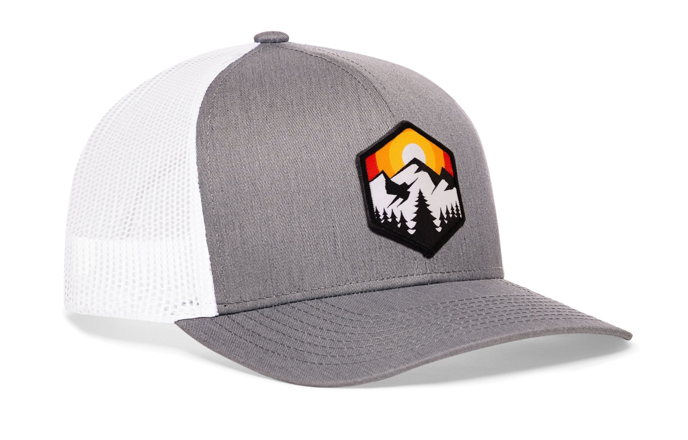 Hexagon Mountain Trees Trucker Hat  |  Outdoors Snapback