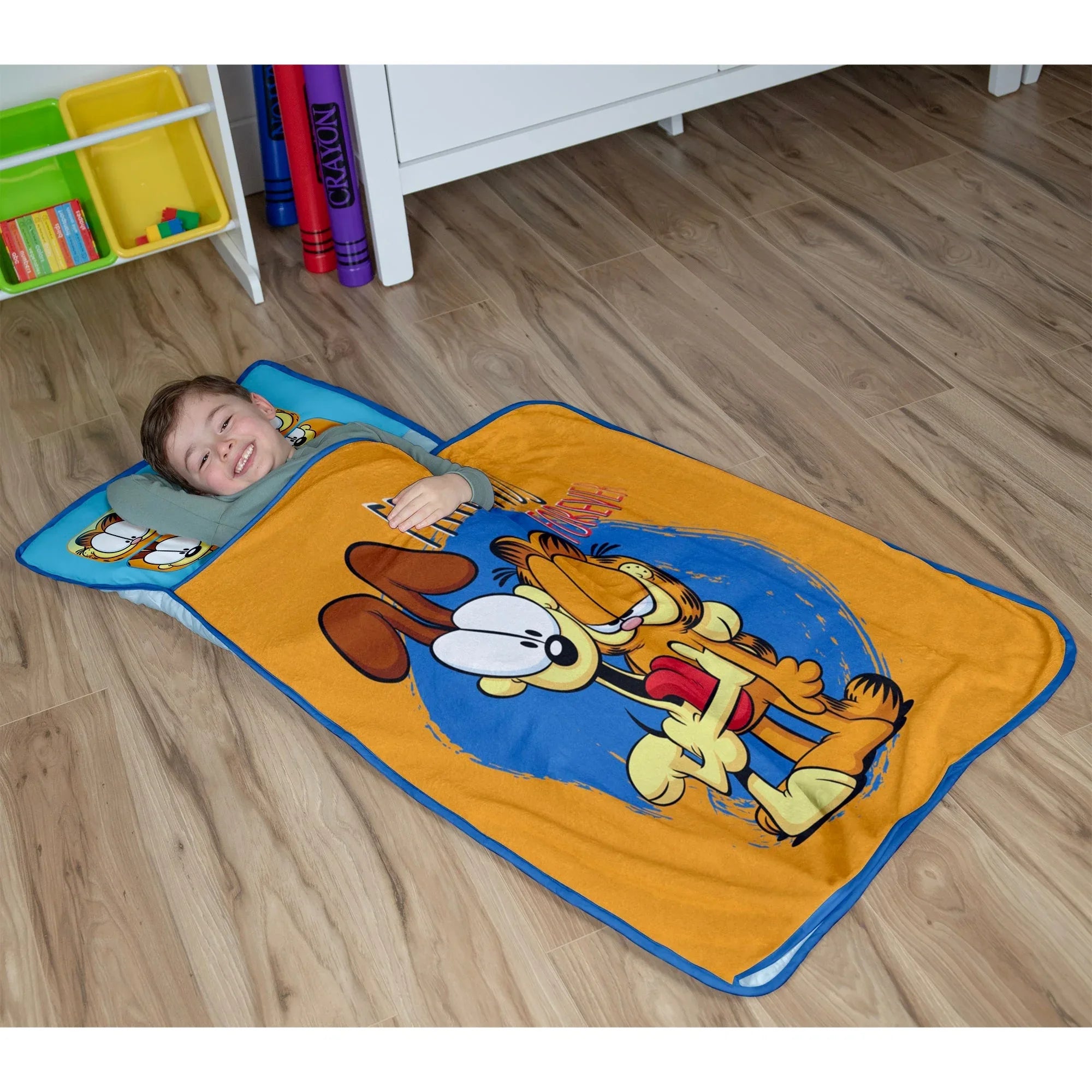 Garfield Forever Friends Toddler Nap Mat - Includes Attached Pillow and Fleece Blanket - BIG FRENCHIES