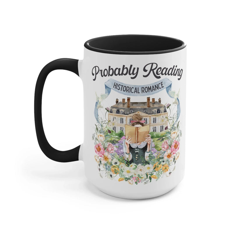 Historical Romance Coffee Mug: 15 Oz Bookish Mug with Cottagecore Flowers and Doves - BIG FRENCHIES
