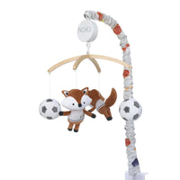 Team All Star Brown, White, Black and Grey, Fox with Soccer Balls Plush Musical Mobile - BIG FRENCHIES