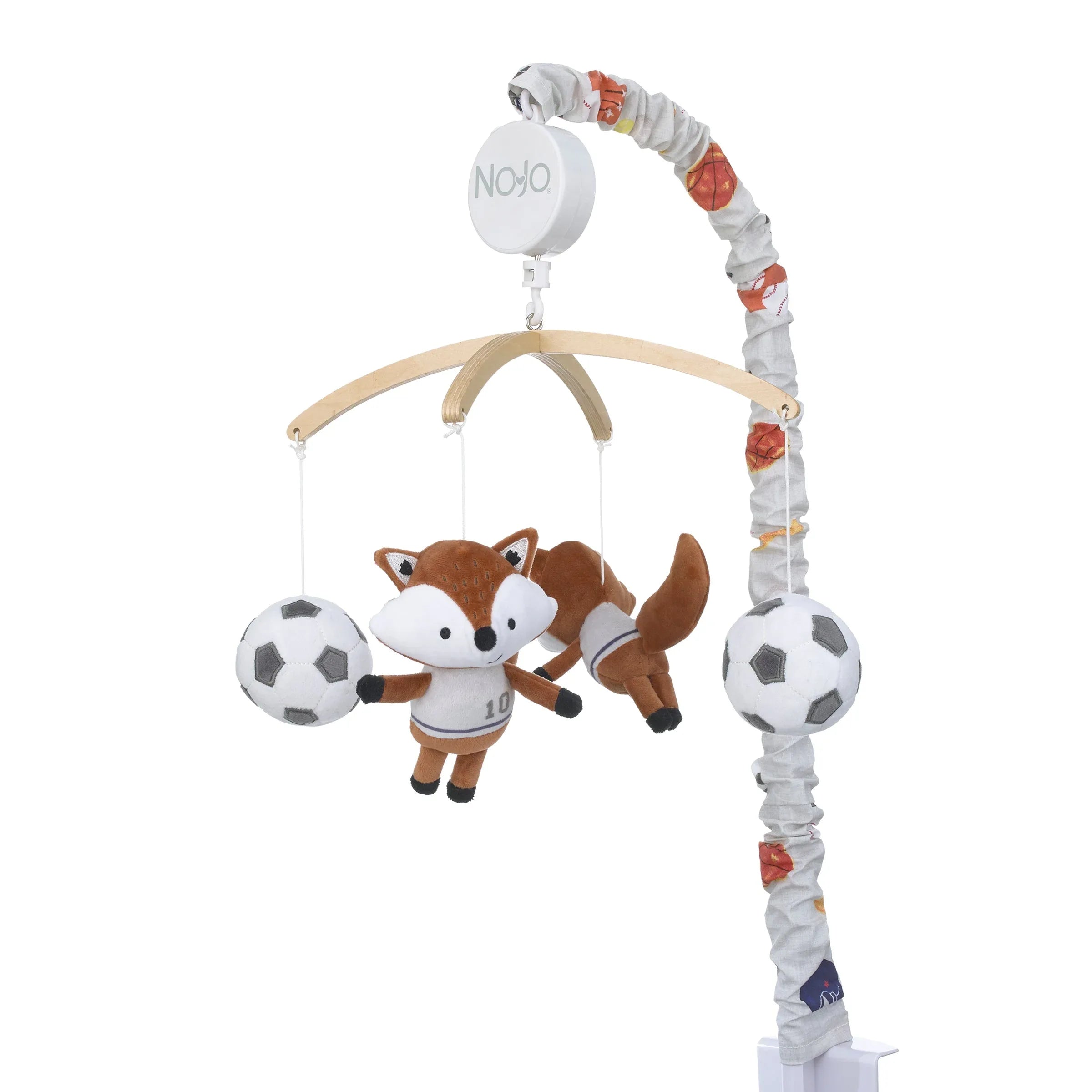 Team All Star Brown, White, Black and Grey, Fox with Soccer Balls Plush Musical Mobile - BIG FRENCHIES