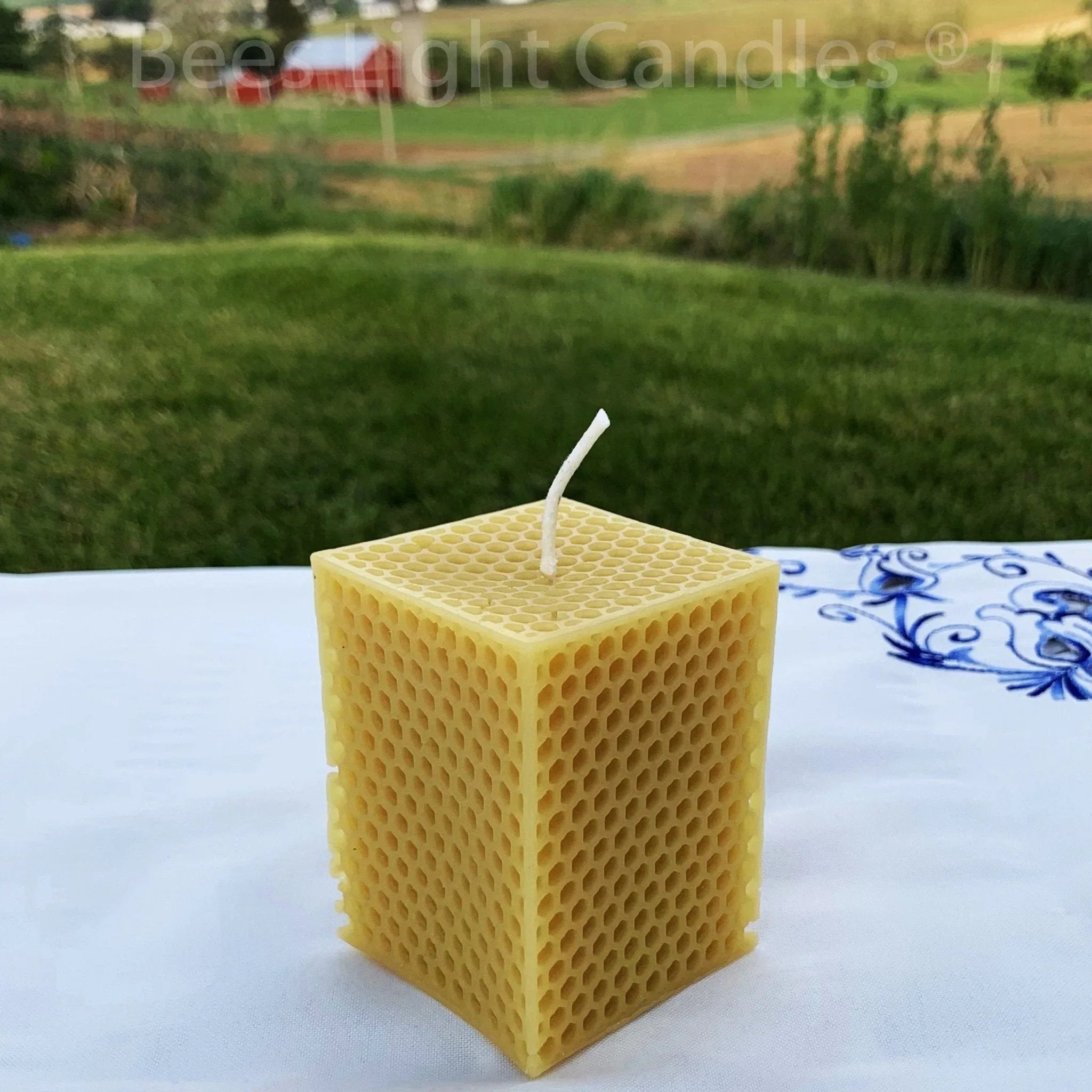 Honeycomb Beeswax Square Pillar Candle - BIG FRENCHIES