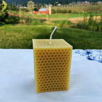 Honeycomb Beeswax Square Pillar Candle - BIG FRENCHIES