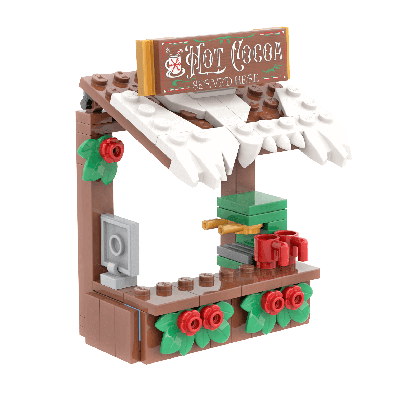 Hot Cocoa Stand - Christmas Winter Village - Custom Building Set - Made Using LEGO® Parts