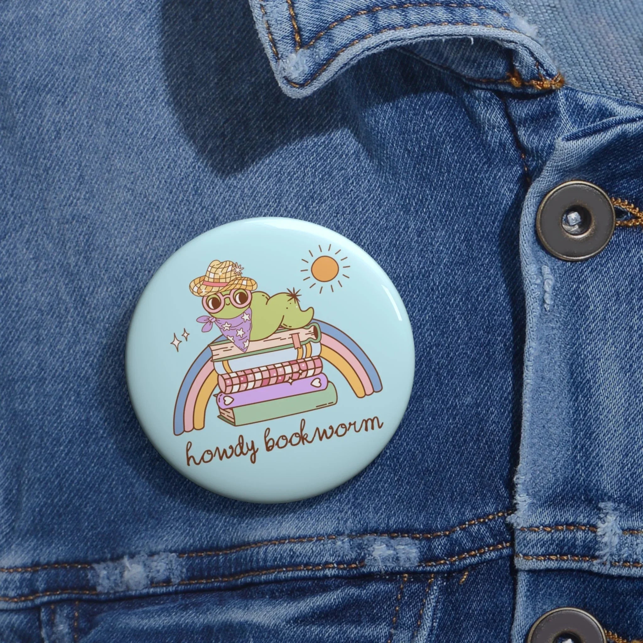 Howdy Bookworm Button - BIG FRENCHIES