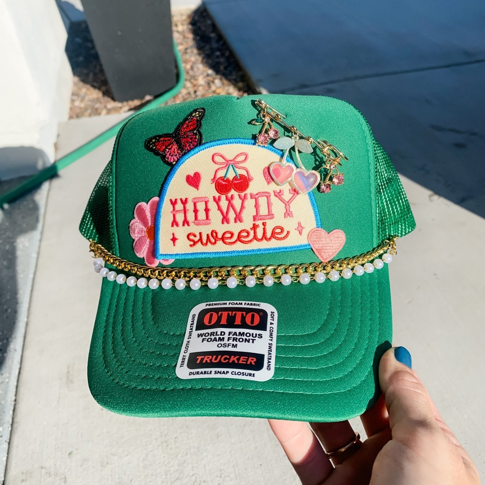 Howdy Sweetie Charmed- Trucker Hat Kelly Green