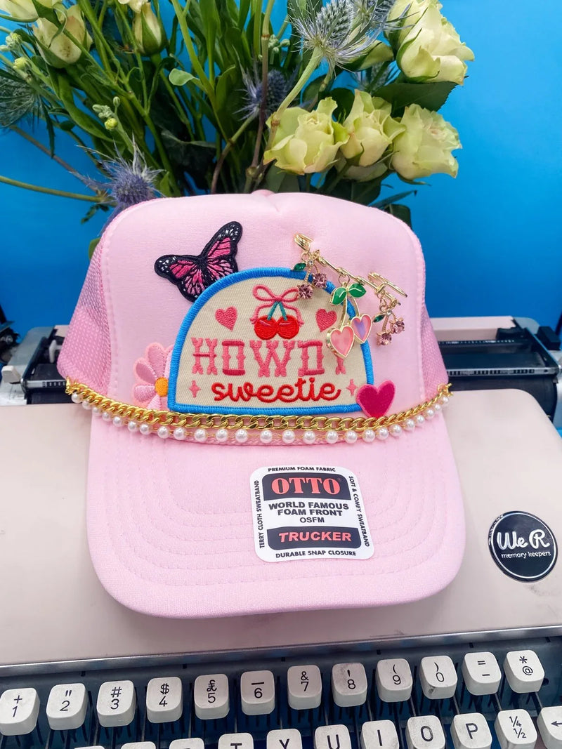 Howdy Sweetie Charmed- Trucker Hat Light Pink - BIG FRENCHIES
