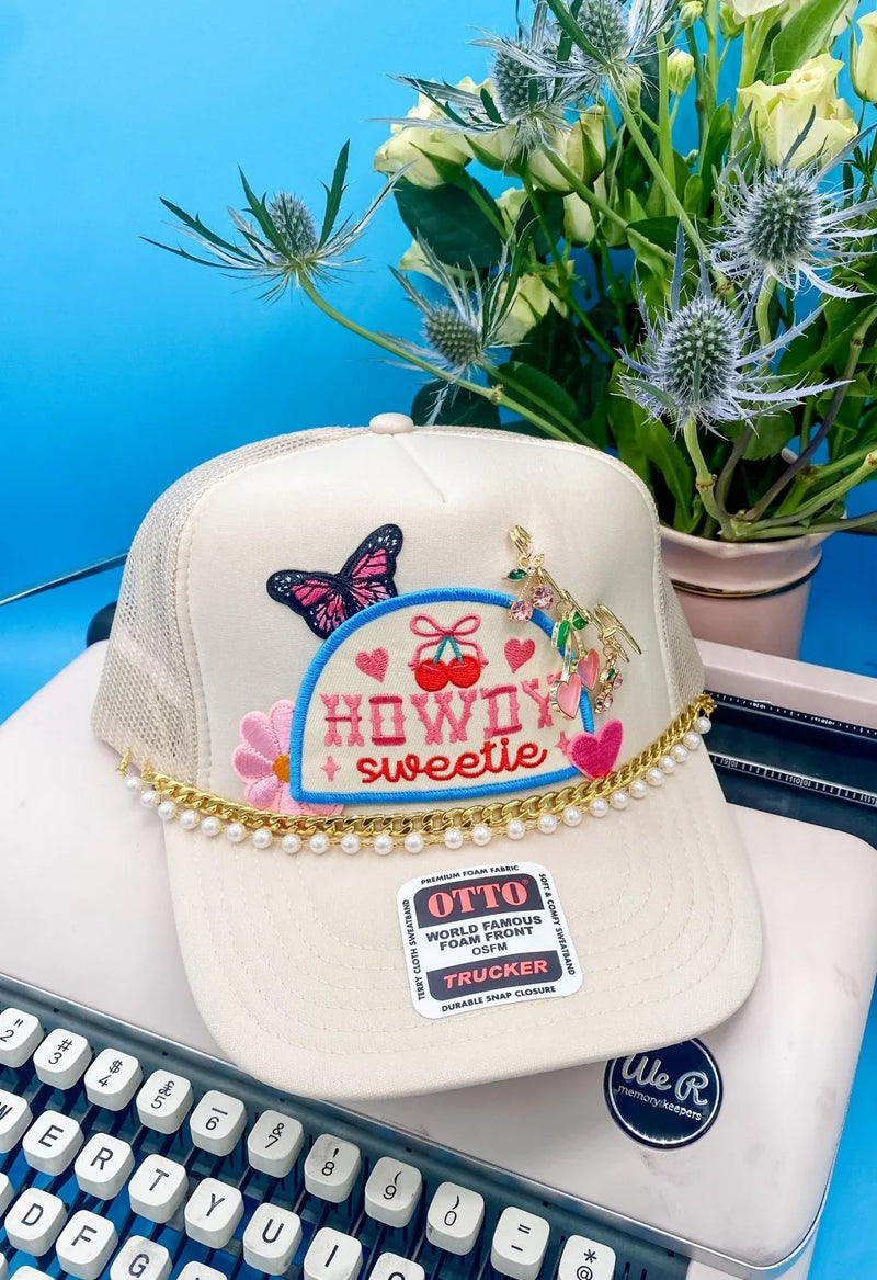 Howdy Sweetie Charmed- Trucker Hat Tan - BIG FRENCHIES