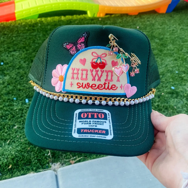 Howdy Sweetie Charmed V1- Trucker Hat Dark Green - BIG FRENCHIES