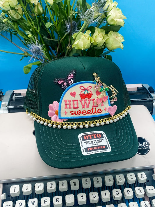 Howdy Sweetie Charmed V3- Trucker Hat Dark Green