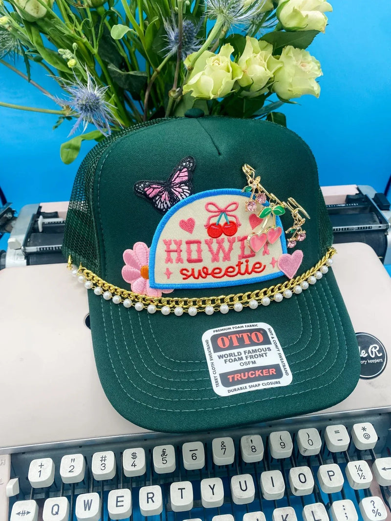 Howdy Sweetie Charmed V3- Trucker Hat Dark Green - BIG FRENCHIES