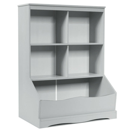 3-Tier Children's Multi-Functional Bookcase Toy Storage Bin Floor Cabinet-Gray - BIG FRENCHIES