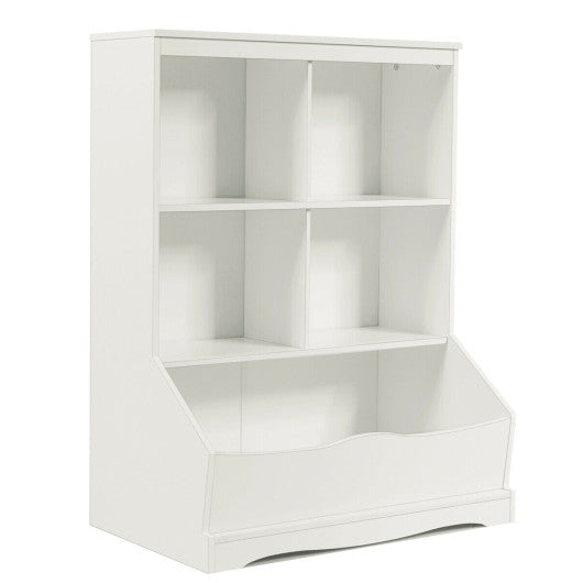 3-Tier Children's Multi-Functional Bookcase Toy Storage Bin Floor Cabinet-White - BIG FRENCHIES
