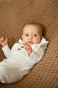 Organic Ruffle long sleeve romper