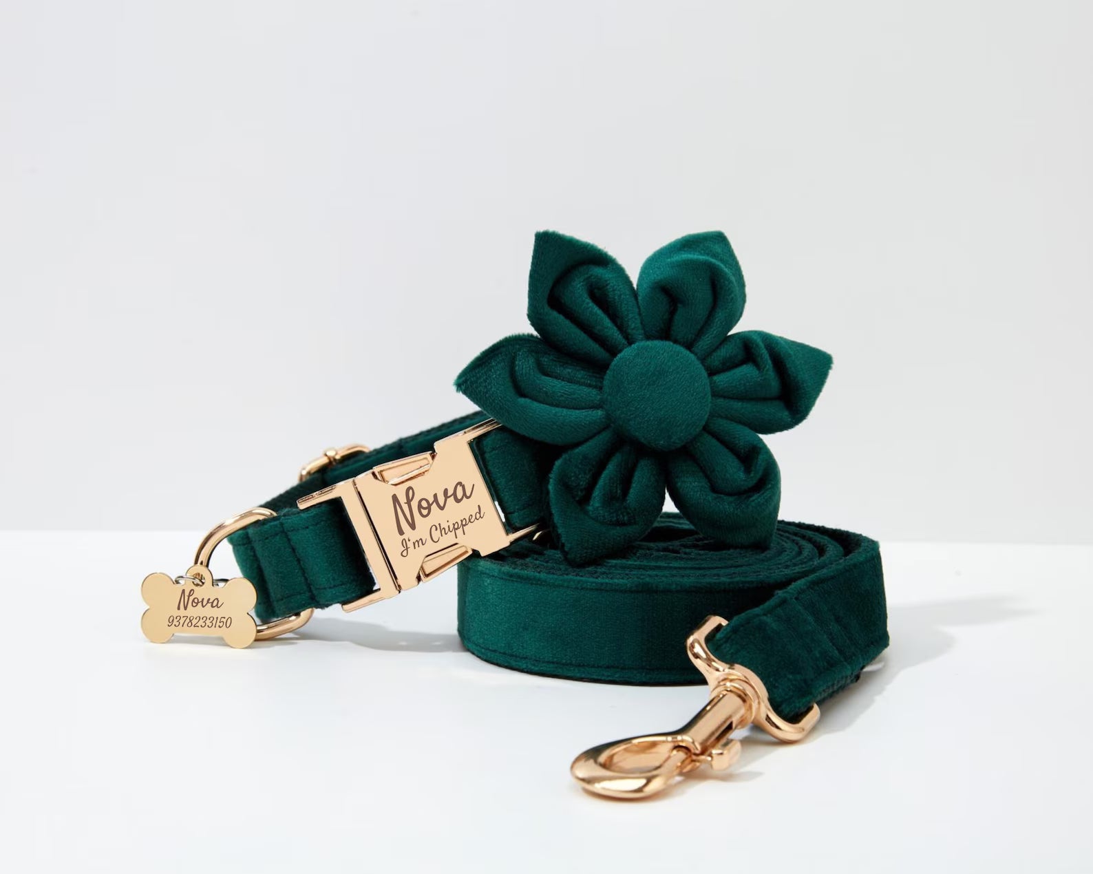 Personalized Green Velvet Classic Set