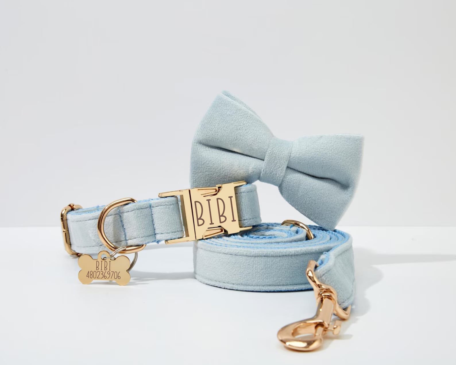 Personalized Light Blue Velvet Classic Set