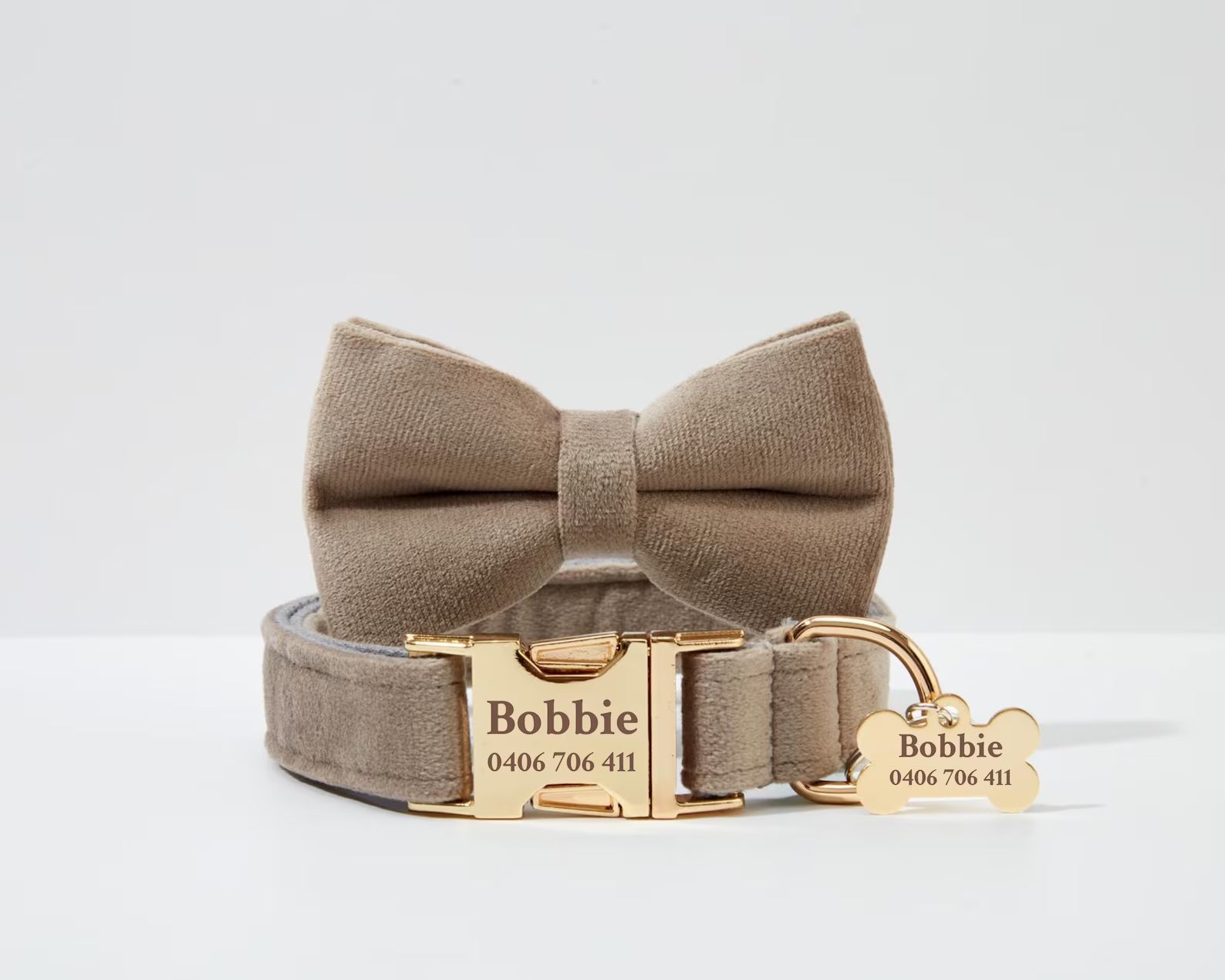 Personalized Light Grey Velvet Classic Set