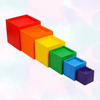 6-Piece Primary Color Rainbow Wooden Nesting Box Set - BIG FRENCHIES