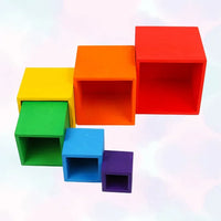 6-Piece Primary Color Rainbow Wooden Nesting Box Set - BIG FRENCHIES
