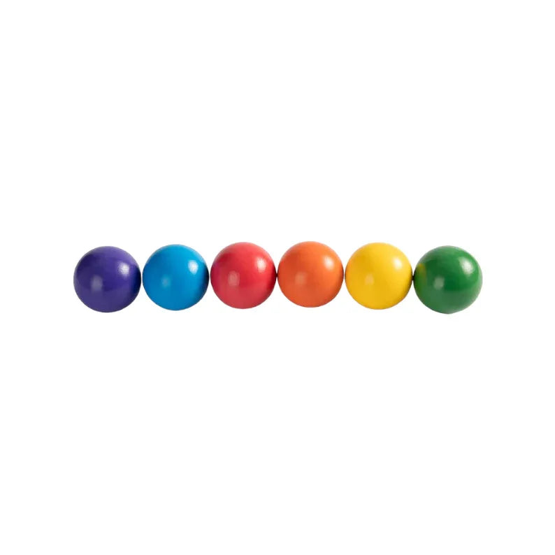6-Piece Rainbow Wooden Balls – 1.8" Diameter - BIG FRENCHIES