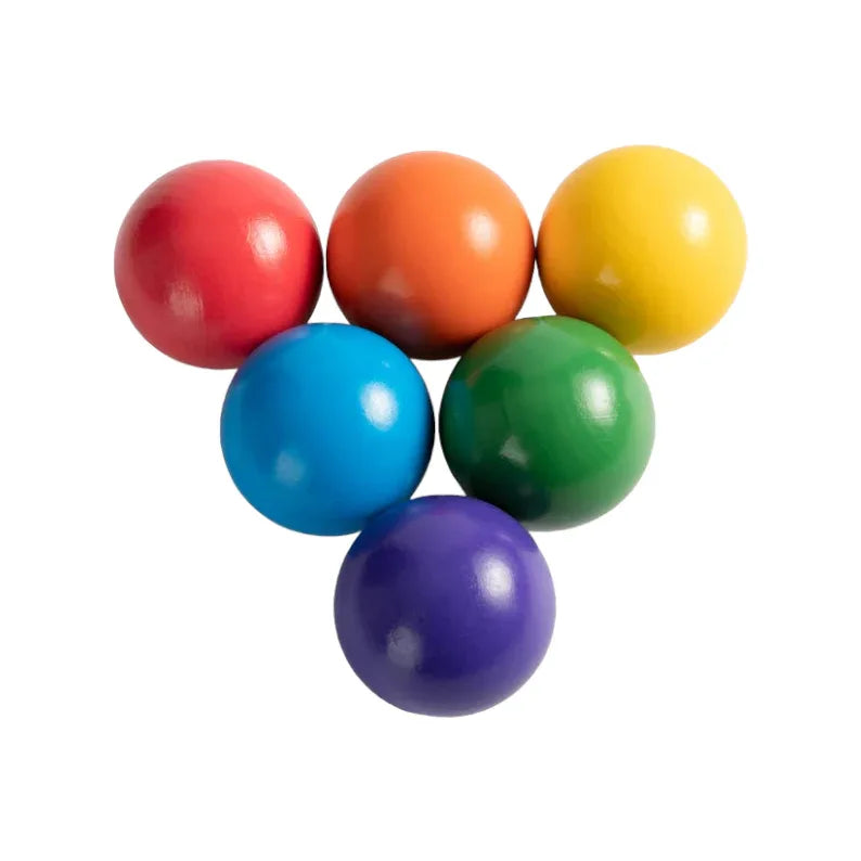 6-Piece Rainbow Wooden Balls – 1.8" Diameter - BIG FRENCHIES