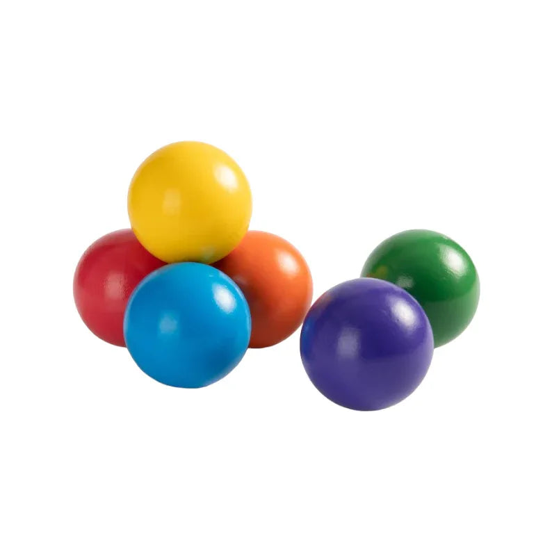 6-Piece Rainbow Wooden Balls – 1.8" Diameter - BIG FRENCHIES