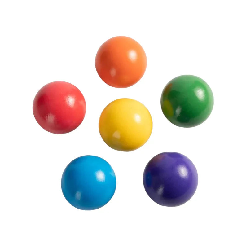 6-Piece Rainbow Wooden Balls – 1.8" Diameter - BIG FRENCHIES