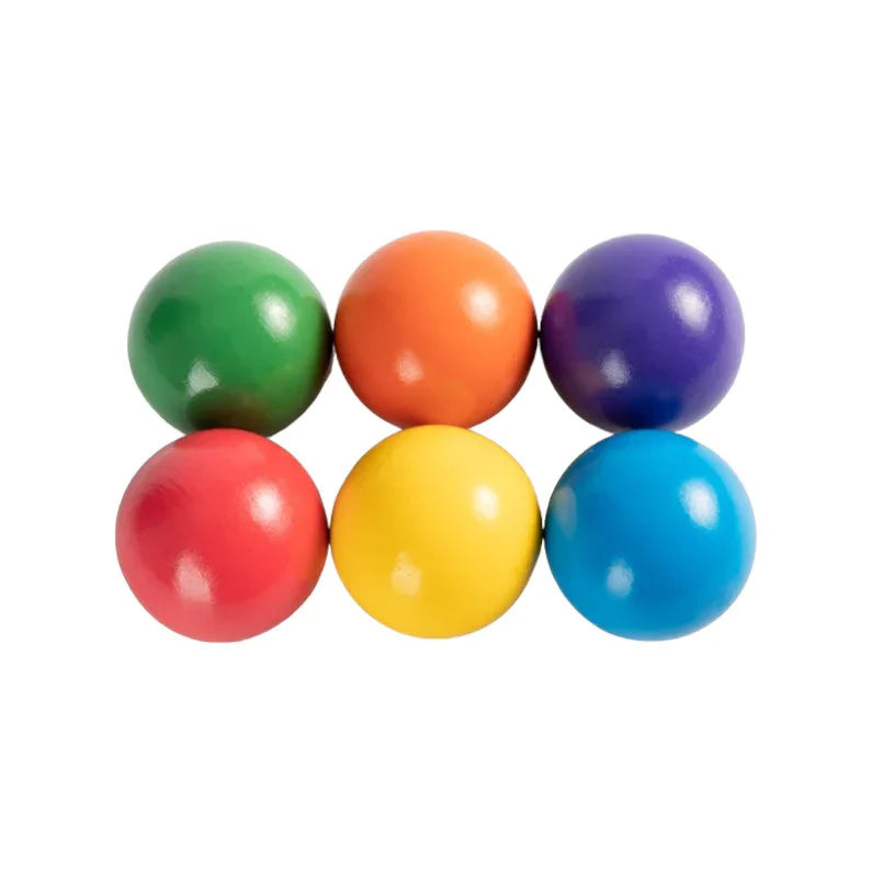 6-Piece Rainbow Wooden Balls – 1.8" Diameter - BIG FRENCHIES