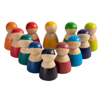 12-Piece Rainbow Wooden Peg Dolls – Primary Color - BIG FRENCHIES