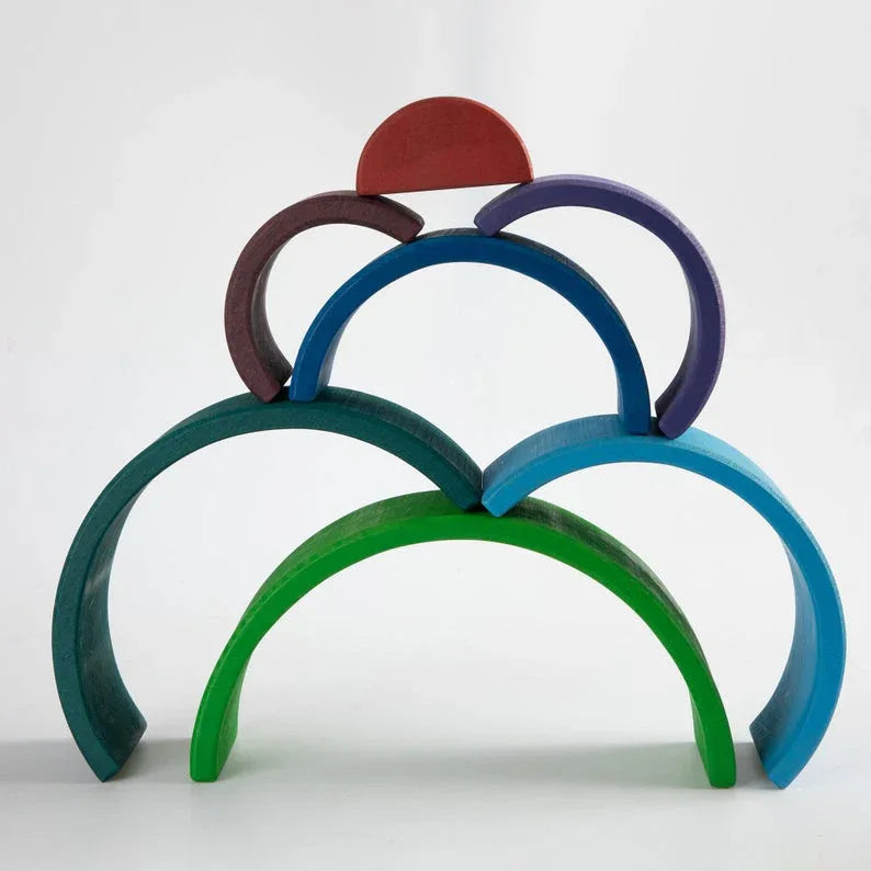 12-Piece Large Wooden Rainbow Stacking Blocks – Primary Colors | Pine or Linden Wood Options - BIG FRENCHIES
