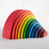 12-Piece Large Wooden Rainbow Stacking Blocks – Primary Colors | Pine or Linden Wood Options - BIG FRENCHIES