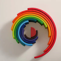 12-Piece Large Wooden Rainbow Stacking Blocks – Primary Colors | Pine or Linden Wood Options - BIG FRENCHIES