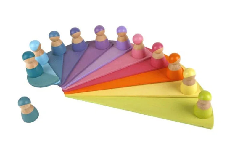 11 Pcs Large Wooden Rainbow Stacking Semi-Circles – Pastel/Macaron Colors - BIG FRENCHIES