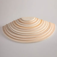 11-Piece Large Wooden Rainbow Stacking Semi-Circle Building Board Set – Natural Colors
