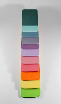11 Pcs Wooden Rectangular Building Boards in Pastel/Macaron Colors - BIG FRENCHIES