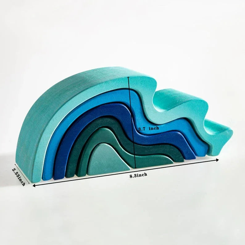 6 Pcs Wooden Water Wave Stacking Blocks - BIG FRENCHIES