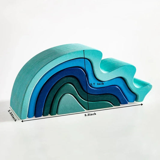 6 Pcs Wooden Water Wave Stacking Blocks - BIG FRENCHIES