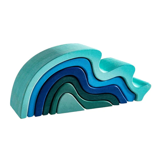6 Pcs Wooden Water Wave Stacking Blocks - BIG FRENCHIES