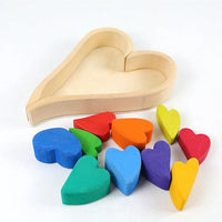 **Pre-order (Ships in 2-3 Weeks)**10-Piece Stained Wooden Rainbow Heart Stacking Puzzle Blocks - BIG FRENCHIES