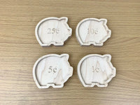 Set of 4 Wooden Pig Money Sorting Trays for Cents - BIG FRENCHIES