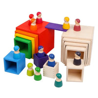 6-Piece Primary Color Rainbow Wooden Nesting Box Set - BIG FRENCHIES