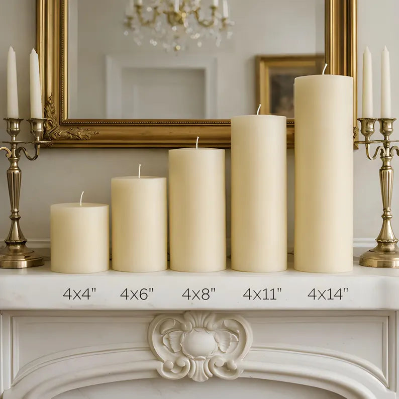 4x11 Inch White Beeswax Pillar Candle