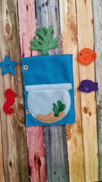Build Your Own Felt Quiet Book.. Page by Page...Fish Bowl Activity Page.. Fish, Coral, Starfish, and Sea Horse Included - BIG FRENCHIES