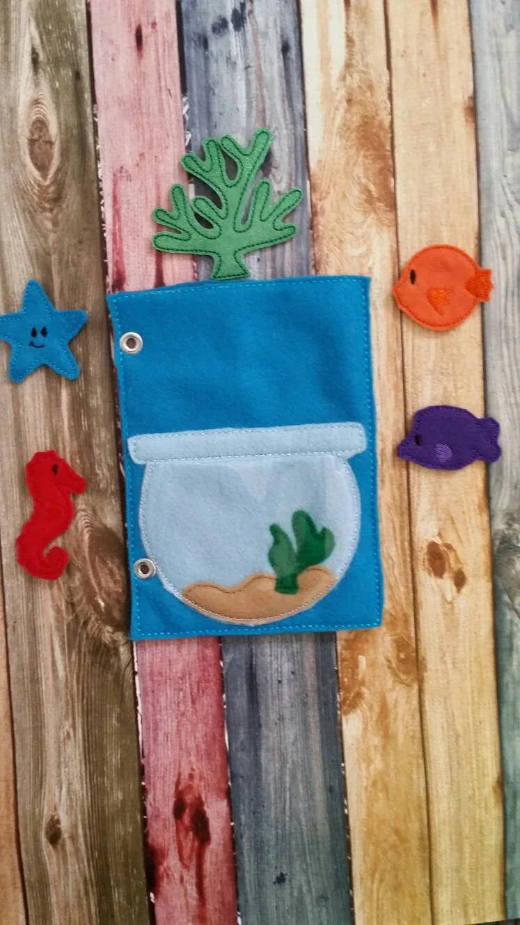 Build Your Own Felt Quiet Book.. Page by Page...Fish Bowl Activity Page.. Fish, Coral, Starfish, and Sea Horse Included - BIG FRENCHIES