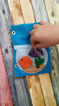 Build Your Own Felt Quiet Book.. Page by Page...Fish Bowl Activity Page.. Fish, Coral, Starfish, and Sea Horse Included - BIG FRENCHIES