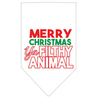 Christmas Pet and Dog Bandana Screen Printed, "Merry Christmas, Ya Filthy Animal"