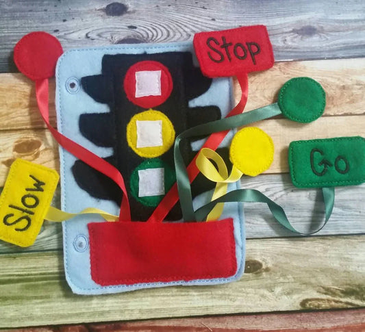 Toddler quiet book- quiet book pages - stoplight - car light - semsoy - Build your own quiet book - coordination - busy book - activity book - BIG FRENCHIES
