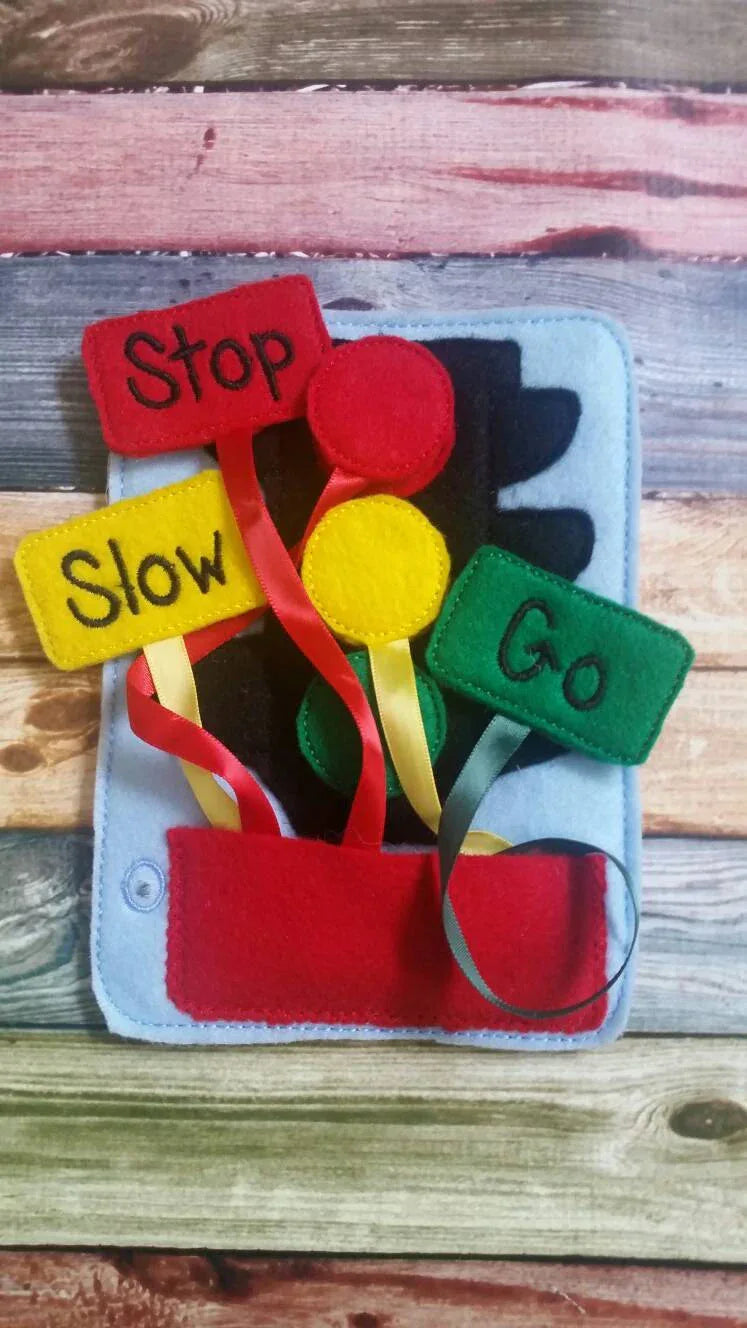 Toddler quiet book- quiet book pages - stoplight - car light - semsoy - Build your own quiet book - coordination - busy book - activity book - BIG FRENCHIES